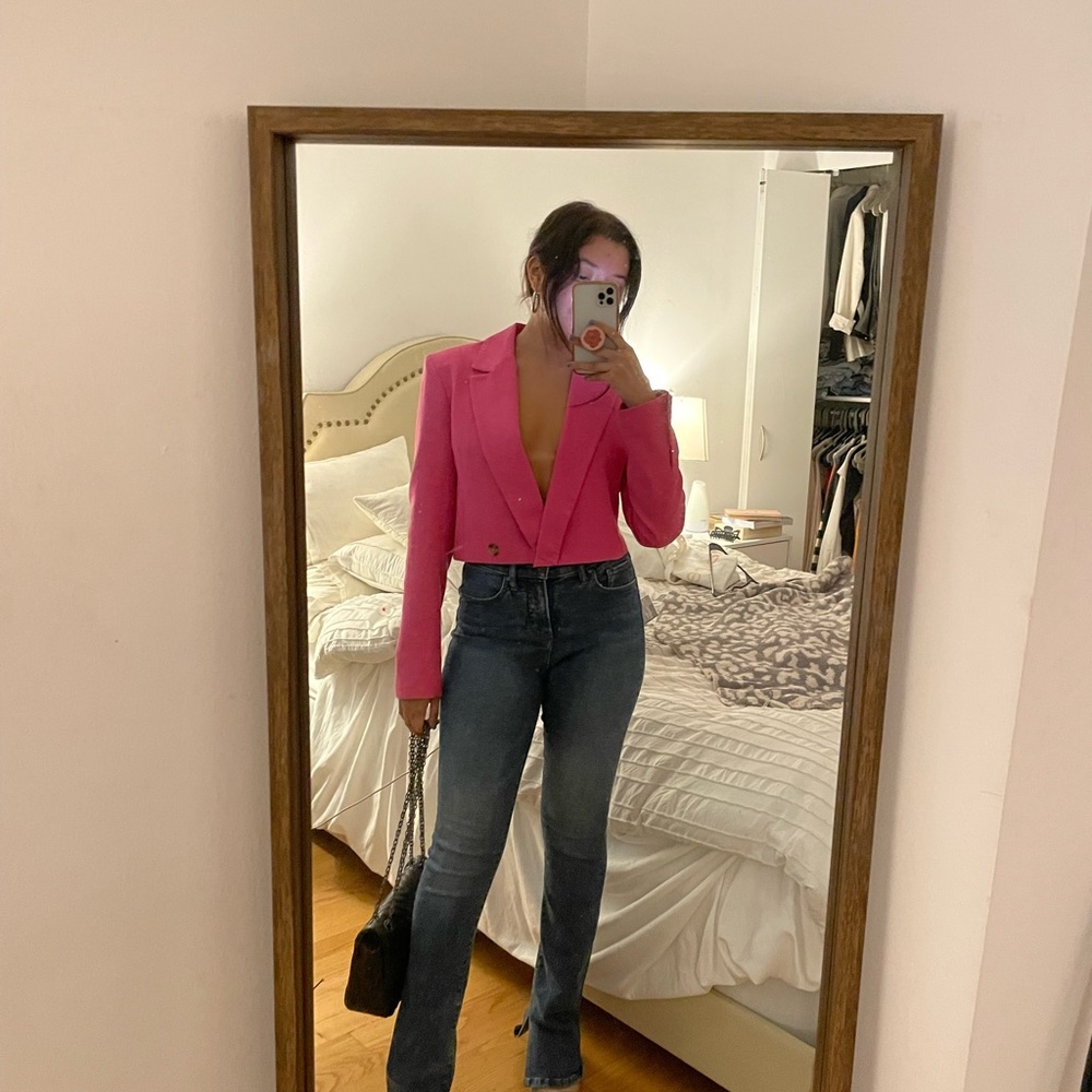 Zara Pink Cropped Blazer